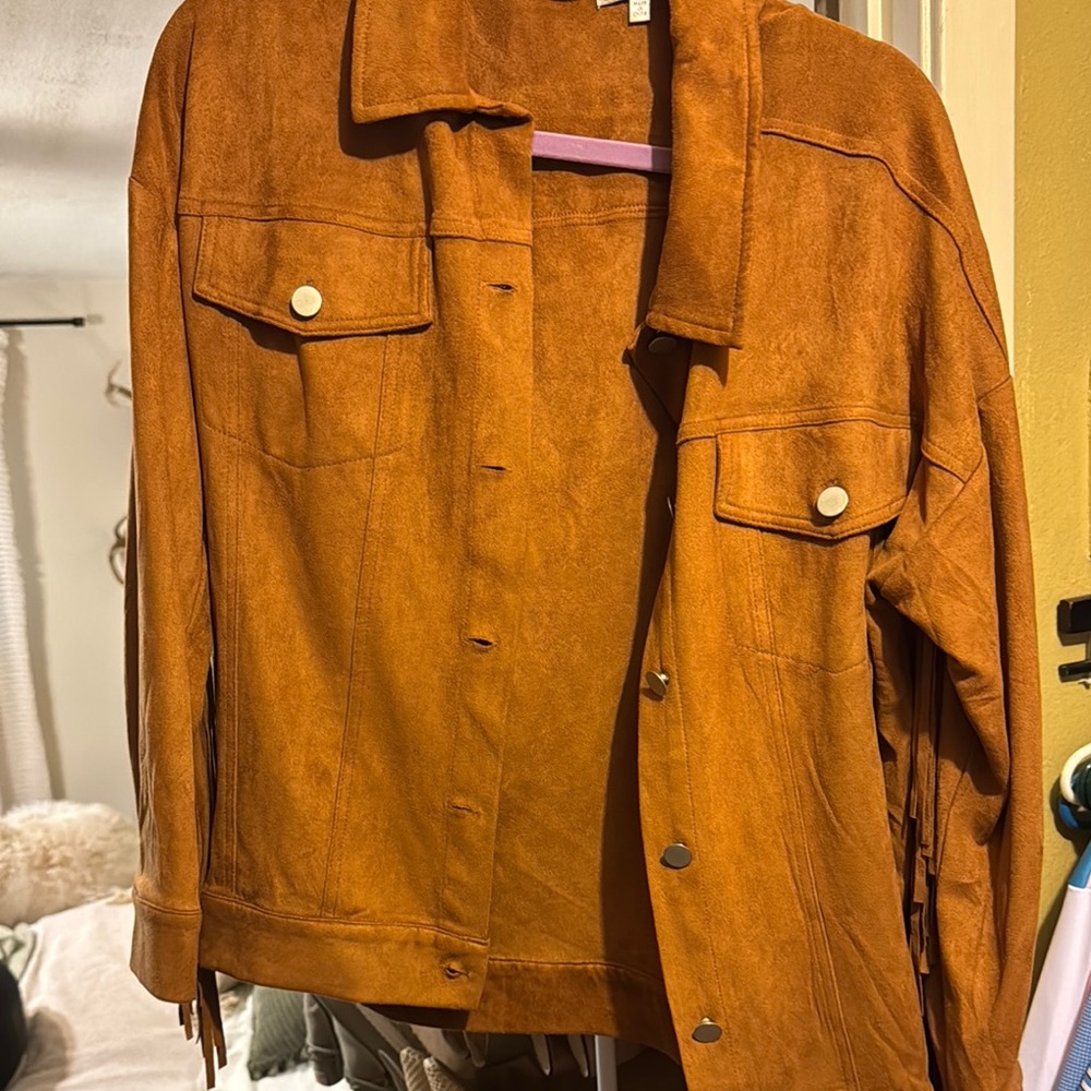 Suede Fringe Jacket in Rust